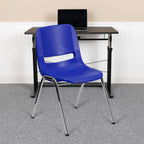 Flash Furniture HERCULES Series 661 lb. Capacity Navy Ergonomic Shell Stack Chair with Chrome Frame and 16'' Seat Height