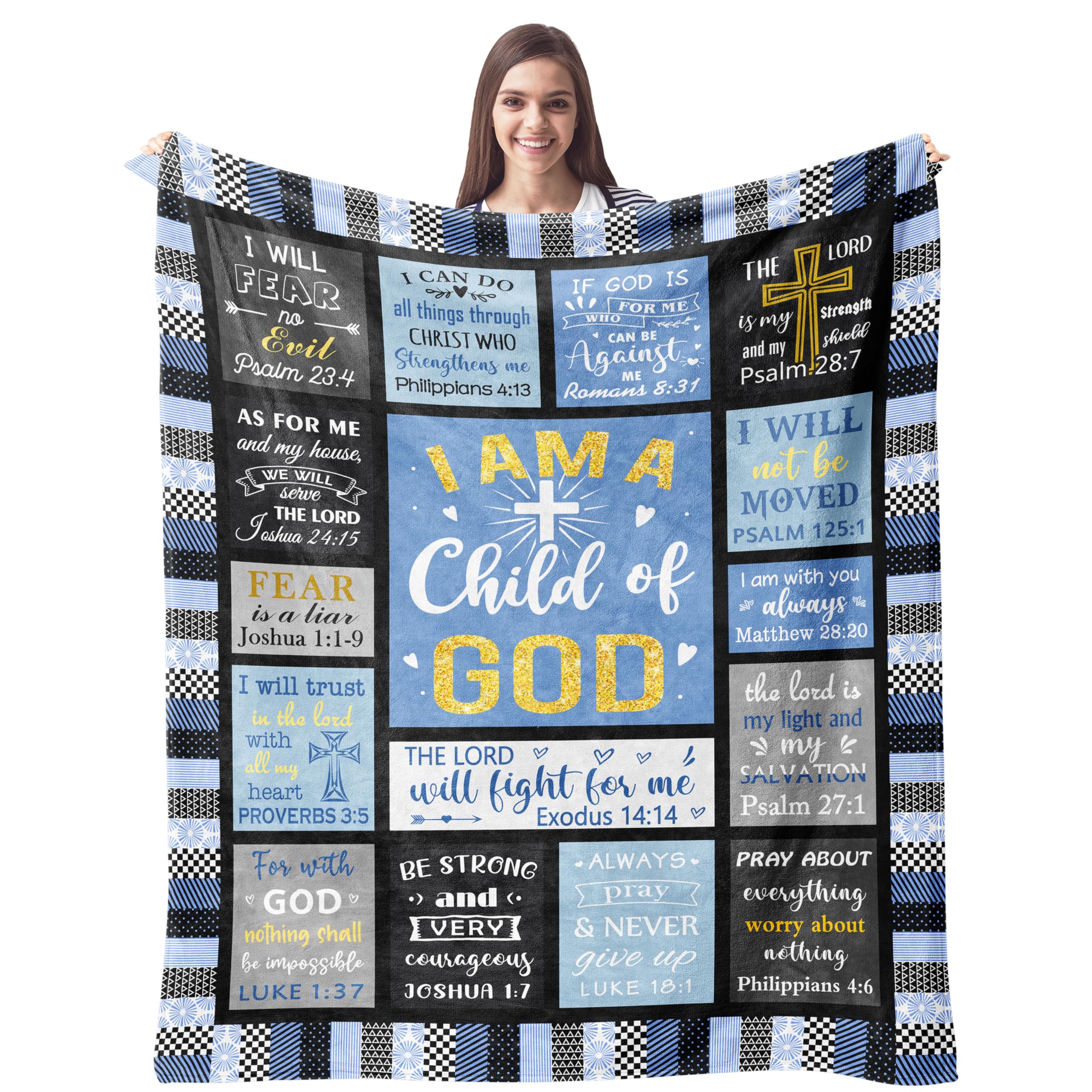 Cujuyo Christian Gifts For Men, Dad, Son, Brother, Him Blanket 60'X50' - Inspirational Religious Graduation/Birthday Gifts - B