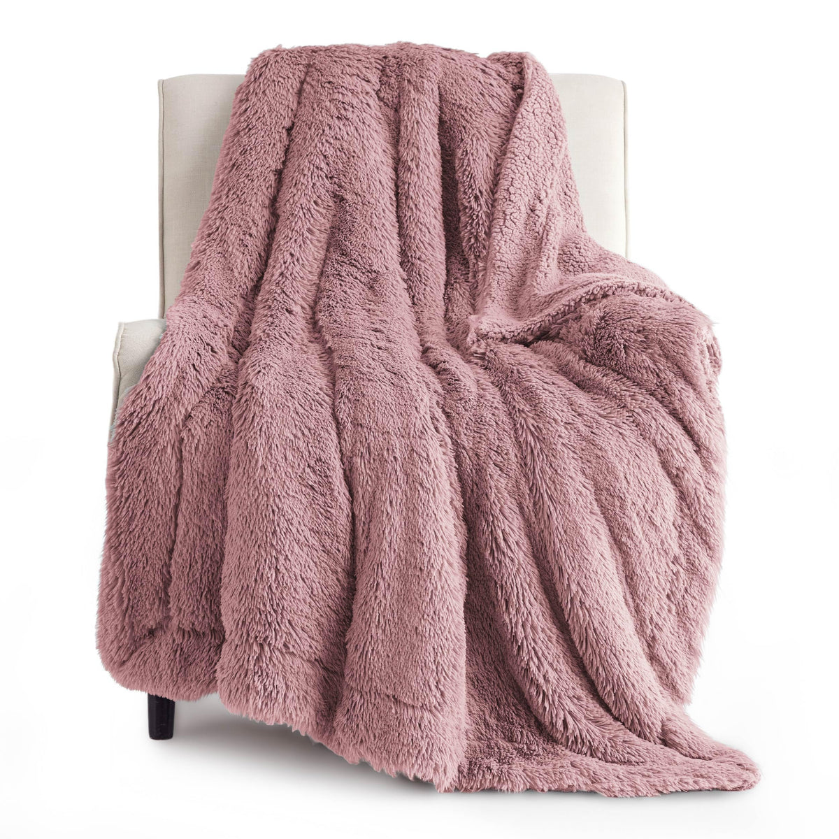 Bedsure Soft Fuzzy Faux Fur Pink Throw Blanket - Cozy, Fluffy, Plush Sherpa Fleece Yellow Blanket, Furry, Shaggy Blanket For Cou