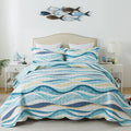 HoneiLife Ocean Quilt Queen Size - 3 Pieces Beach Quilt Sets Coastal Bedspreads Nautical Coverlets Lightweight Bed Cover, Queen 