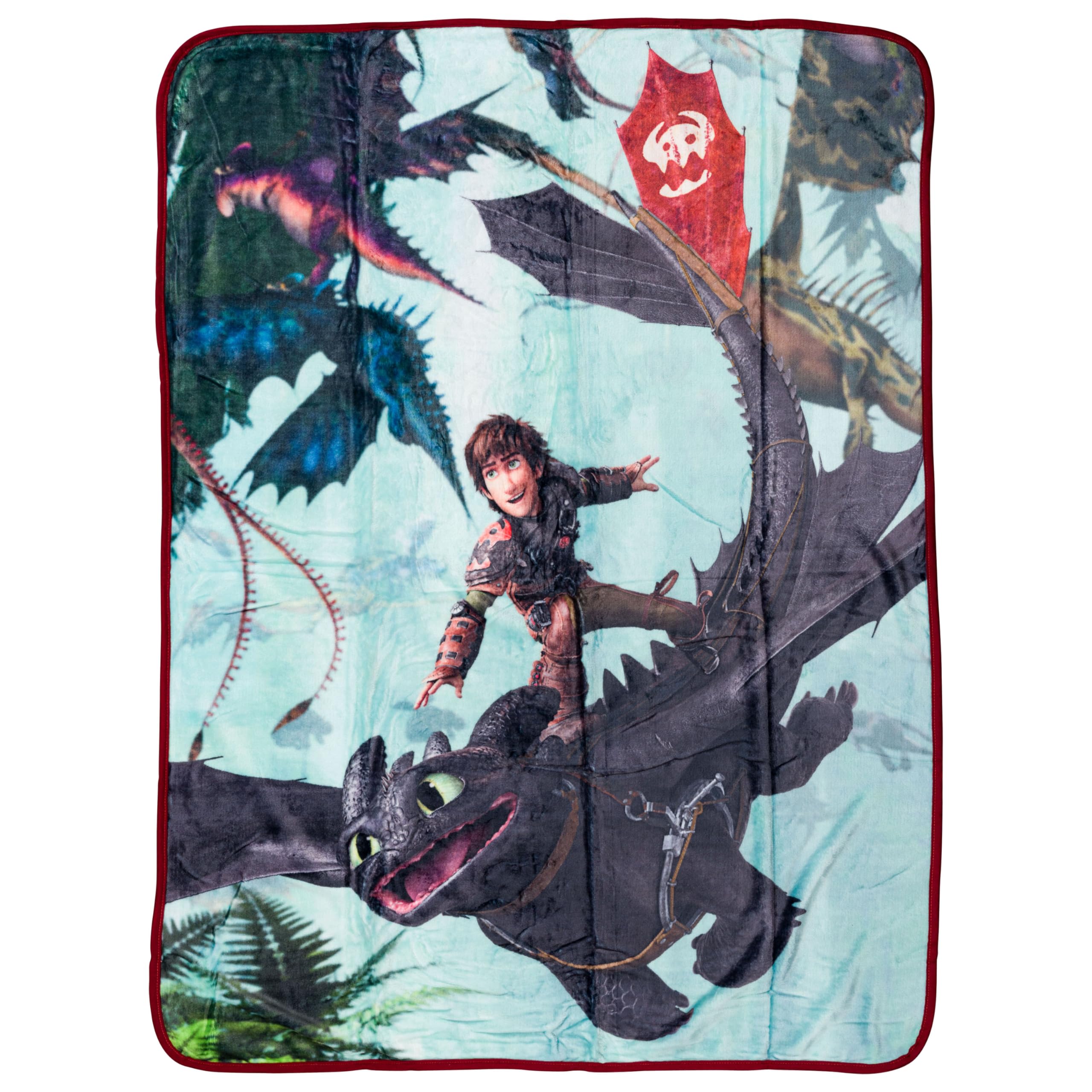 Silver Buffalo How to Train Your Dragon Hiccup and Fury in Jungle Sublimation Plush Fleece Throw Blanket (45 X 60 250gsm)