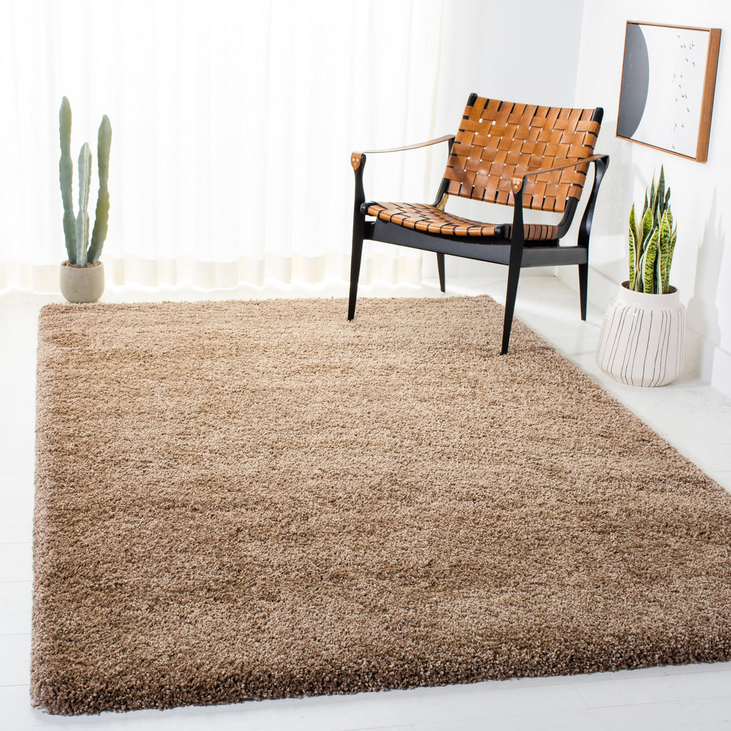 SAFAVIEH Milan Shag Collection Area Rug - 8' Square, Dark Beige, Solid Design, Plush 1.8-inch Thick, Non-Shedding, Ideal for Hig