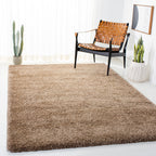 SAFAVIEH Milan Shag Collection Area Rug - 8' Square, Dark Beige, Solid Design, Plush 1.8-inch Thick, Non-Shedding, Ideal for Hig