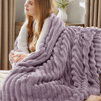 Bedsure Sherpa Blanket Twin Size For Couch - Super Soft Cozy Blanket For Bed, Fleece Thick Warm Blanket For Winter, Plush Purple