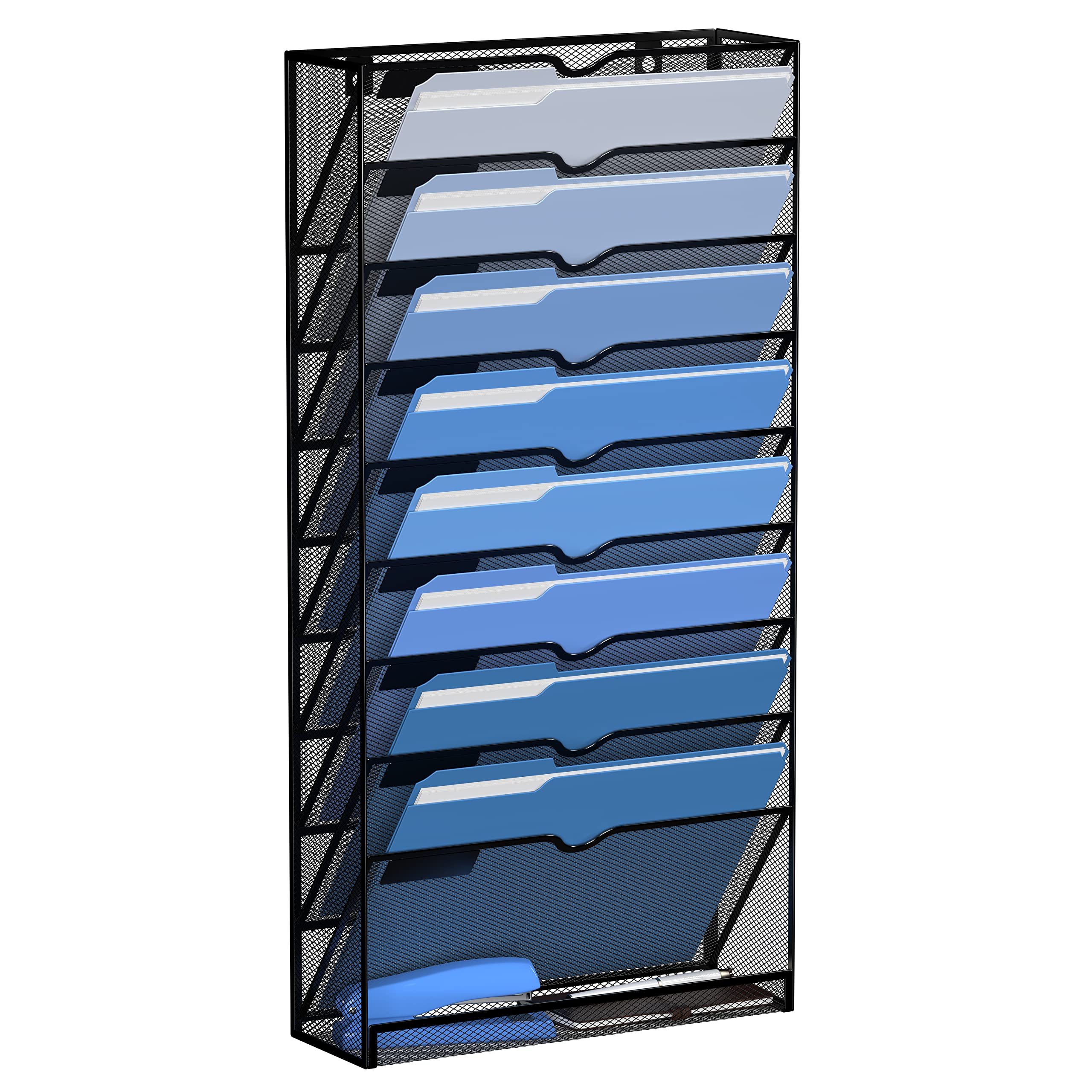 Daltack Wall File Holder 10 Tier Hanging Wall File Organizer, For Papers Mails Folders Clipboard Magazine Organization, For Offi