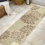 Jonathan Y Smb110A-5Sq Zinnia Modern Floral Textured Weave Indoor Outdoor Area Rug Bohemian Coastal Easy Cleaning Bedroom Kitchen Backyard Patio Non Shedding, 5' Square, Sage/Brown
