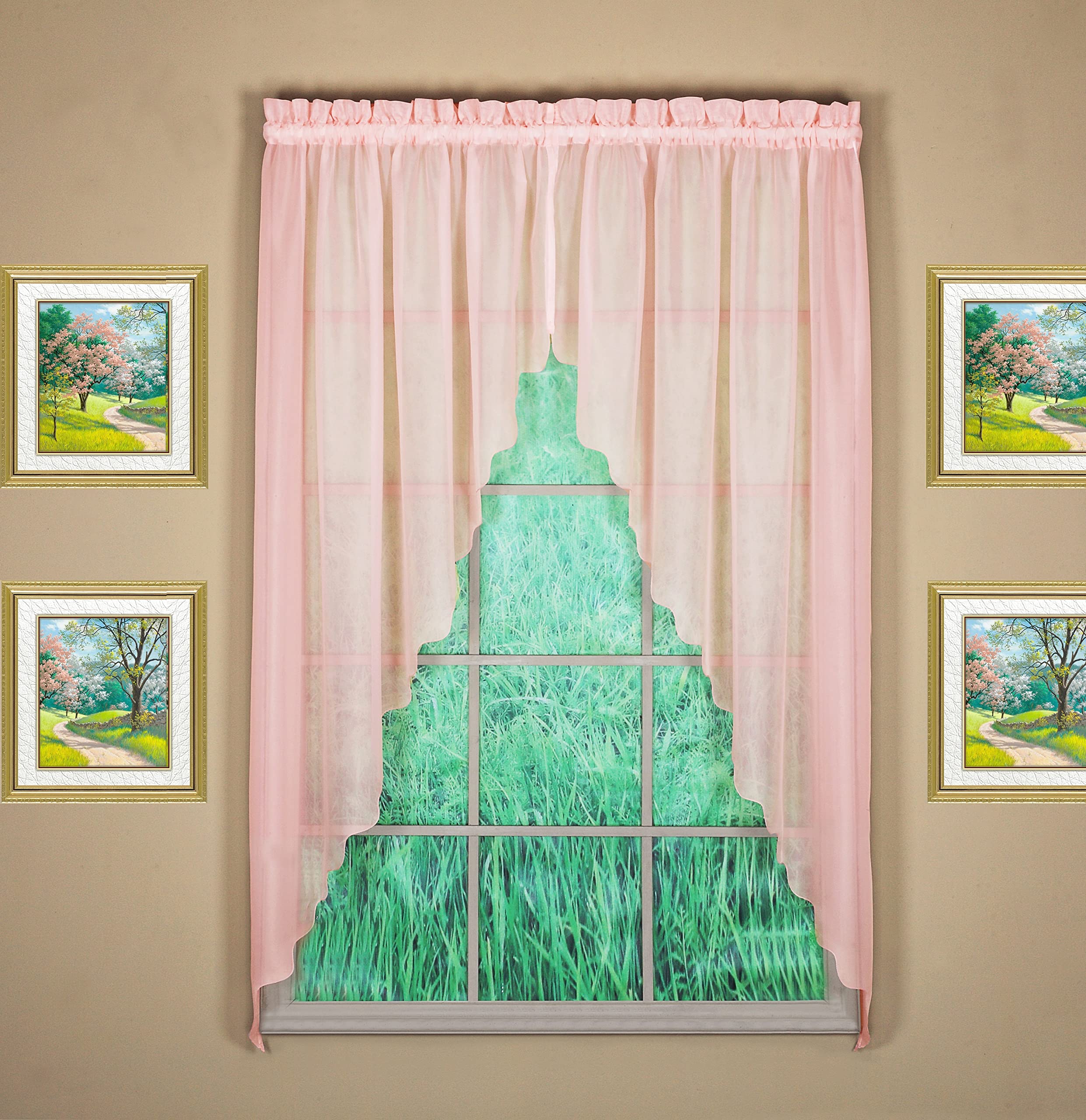 Today'S Curtain Emelia Original Voile Swagger Pair 63', Rose, 90' W X 63' L