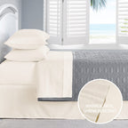 Cathay Home Essentials Ultra Soft Hypoallergenic Wrinkle Resistant Double Brushed Microfiber Bedding Sheet Set, Coconut Milk, California King