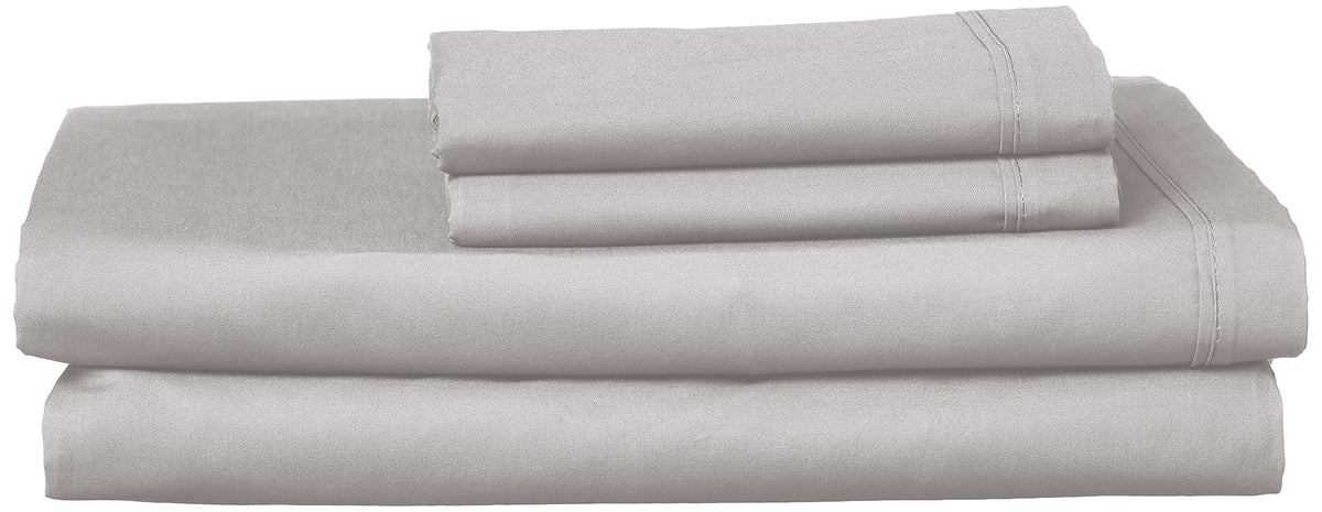 Lacoste 100% Cotton Percale Sheet Set, Solid, Sleet, Queen