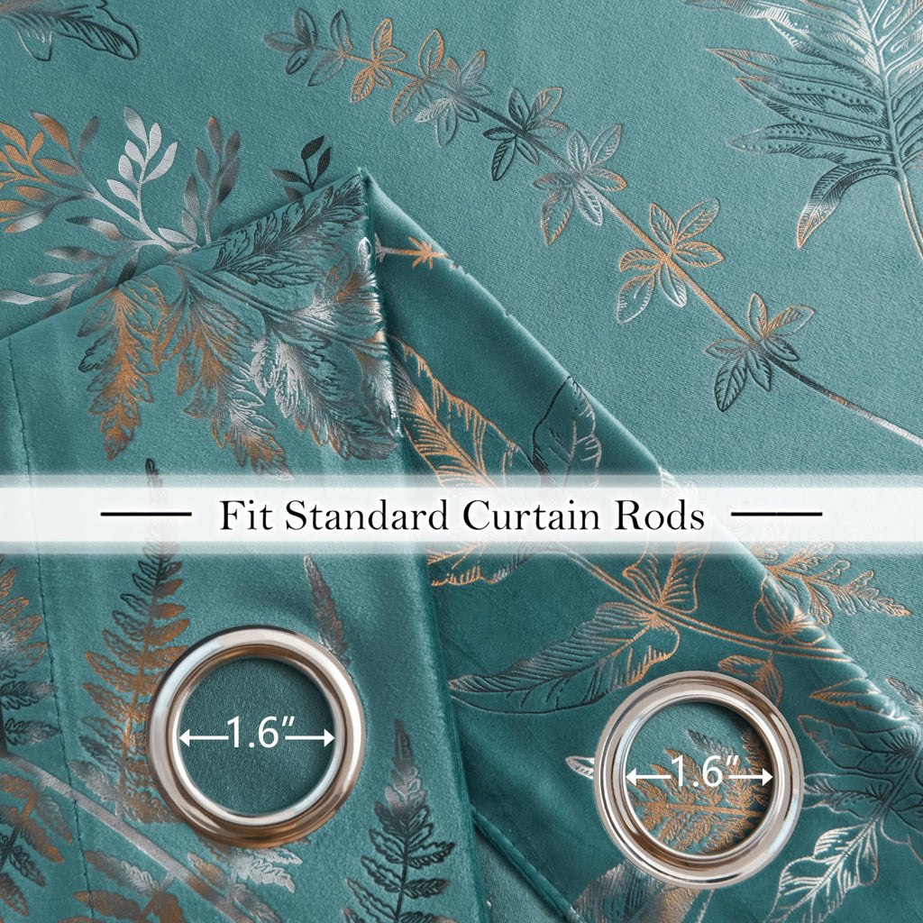 Smiletime Lake Blue Velvet Curtains Thermal Insulated Soft Privacy Noise Reducing Light Filtering Leaf & Butterfly Pattern Velve