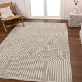JONATHAN Y SND100A-4 Ariana Mid-Century Art Deco Striped Arches Two-Tone High-Low Beige/Cream 4 ft. x 6 ft. Area Rug, Easy-Clean