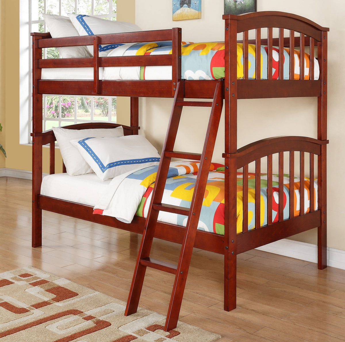 Donco Kids 311-Ch Arch Mission Bunk Bed, Twin/Twin, Cherry