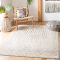 SAFAVIEH Tulum Collection 8 Square Ivory/Grey TUL270A Moroccan Boho Distressed Non-Shedding Area Rug