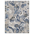 HomeRoots Grey/Blue UV-Treated Polypropylene 8’ x 10’ Blue Gray Jacobean Floral Indoor Outdoor Area Rug