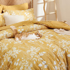 Bedsure Yellow Queen Comforter Set - 7 Pieces Floral Bedding Sets Queen Bed In A Bag With Reversible Botanical Flowers Comforter, Sheets, Pillowcases & Shams