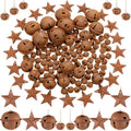 140 Pieces Christmas Bell Set, Includes 100 Rustic Small Bell 20 Star Cutout Bell 20 Metal Star Vintage Ornament for Christmas H