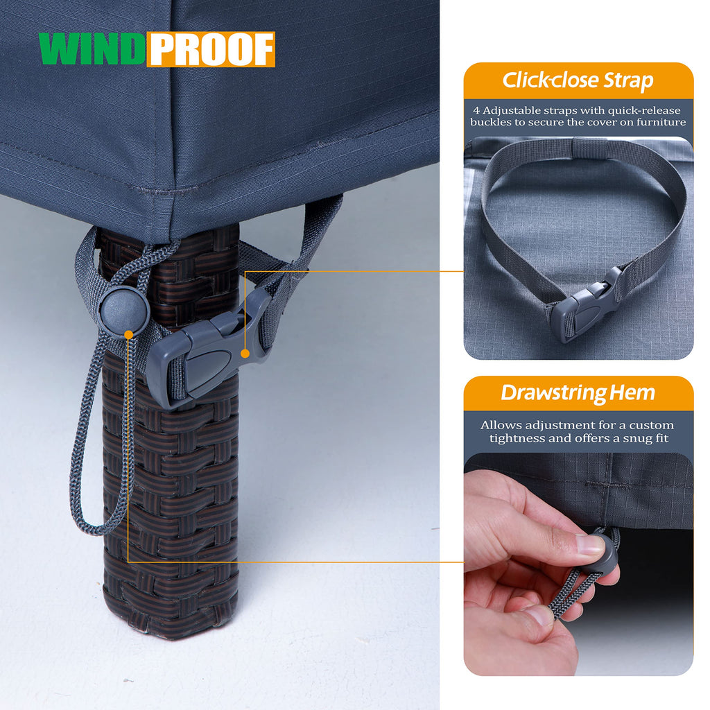 Patio Chair Covers Waterproof Uv Resistant Heavy Duty Outdoor Lounge Chair Straight Back Chair Cover, Grey, 33' W X 34' D X 32' H