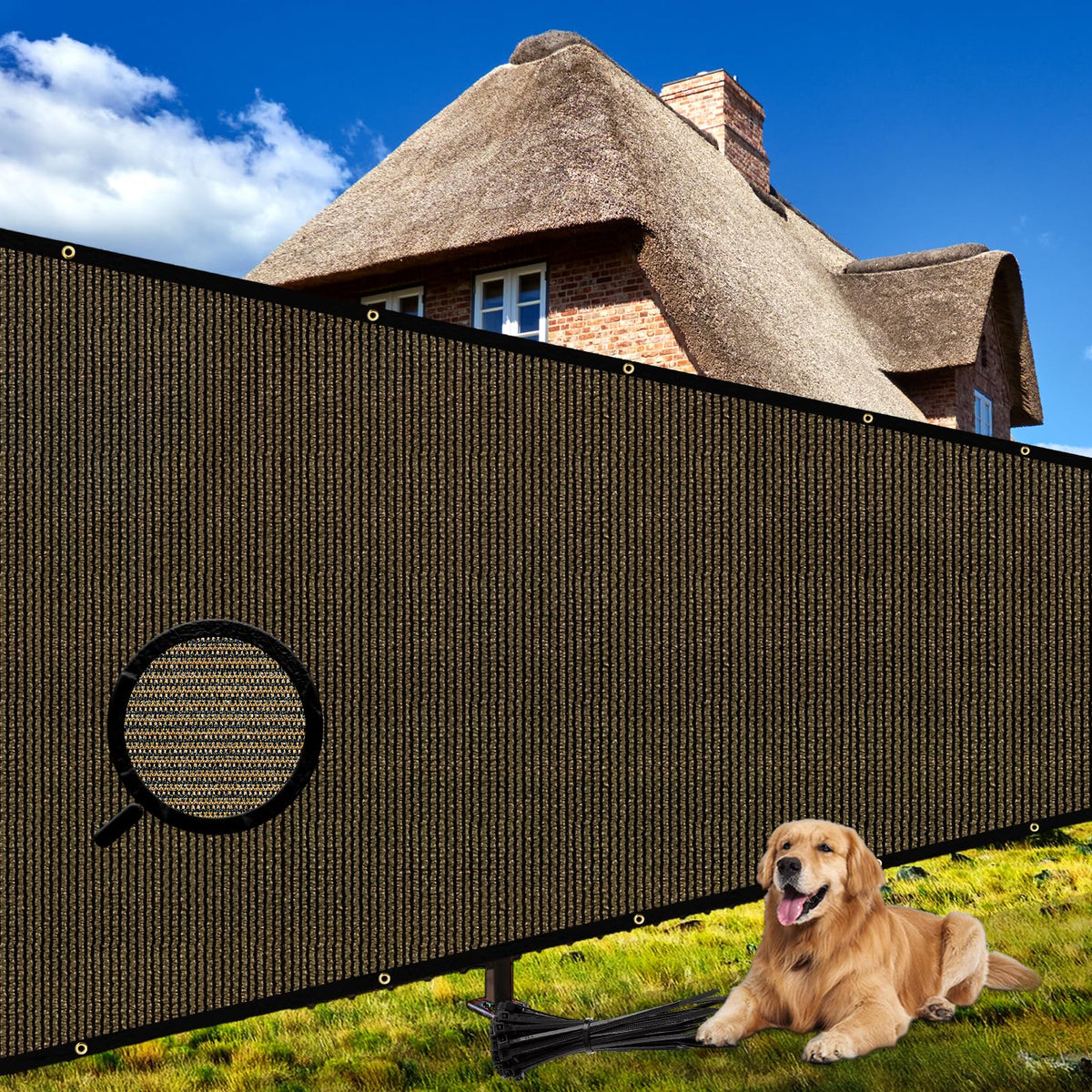 Shade&Beyond 4'X21' Customized Size Privacy Screen Fence Brown 170 Gsm Fencing Mesh Shade Net Cover For Wall Garden Yard Backyar
