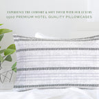 Elegant Comfort Ultra Soft Set Of 2 Striped Print Pillowcases - 1500 Premium Hotel Quality Microfiber, Soft And Smooth Envelope Closure 2-Piece Pillow Covers - Standard/Queen, Traci Gray