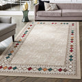 Antep Rugs Alfombras Modern Bordered 3x5 Non-Skid (Non-Slip) Low Profile Pile Rubber Backing Indoor Area Rugs (Beige, 3 x 5)
