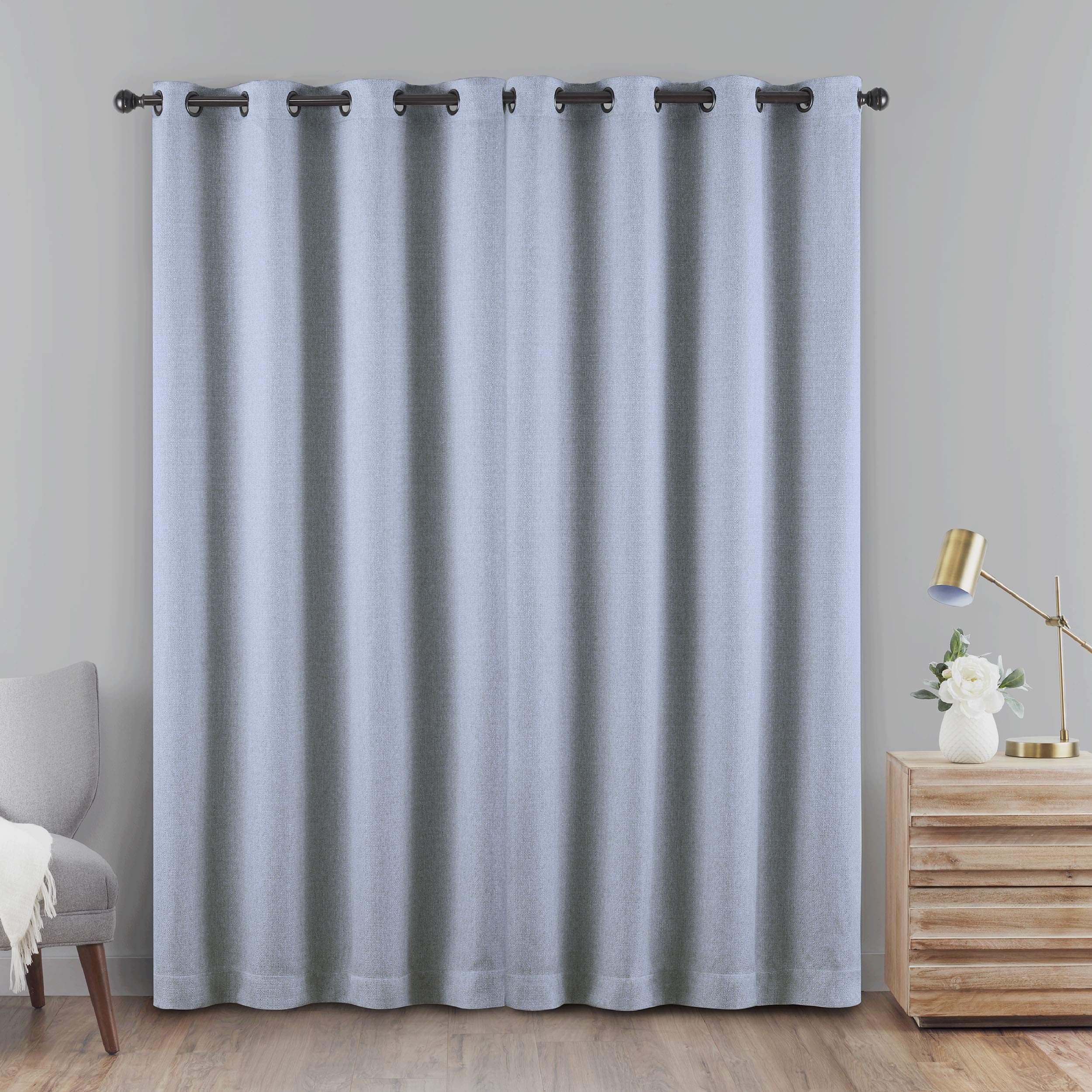 Eclipse Cara Grommet Top Curtains For Bedroom, Single Panel, 50'' X 63'', Denim