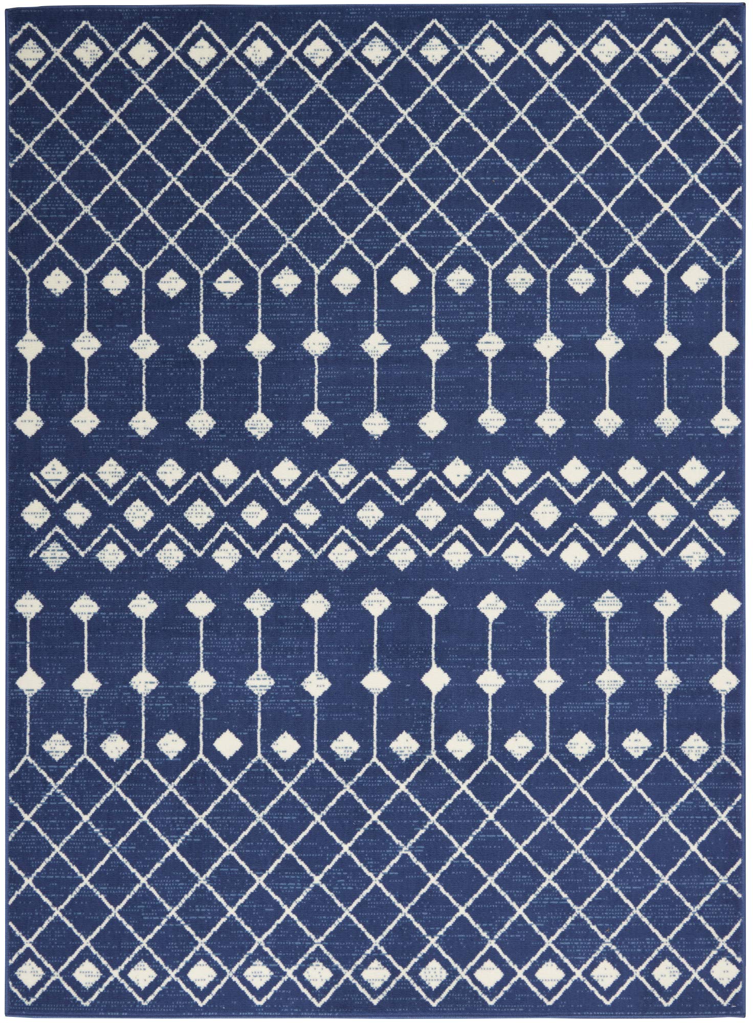 Nourison Grafix Moroccan Navy 6' X 9' Area Rug, Easy Cleaning, Non Shedding, Bed Room, Living Room, Dining Room, Kitchen (6X9)