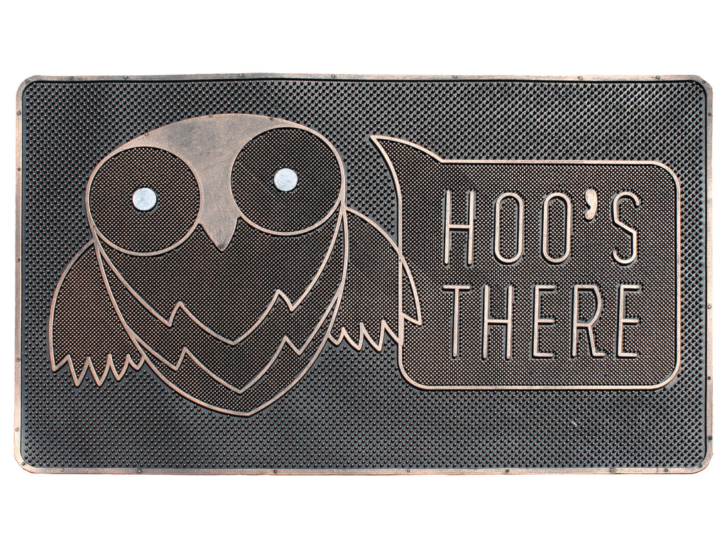 A1 Home Collections Hoo'S There Owl Rubber Pin Welcome Door Mats For Outdoor Entrance, Welcome Mats For Front Door Indoor Non-Sl