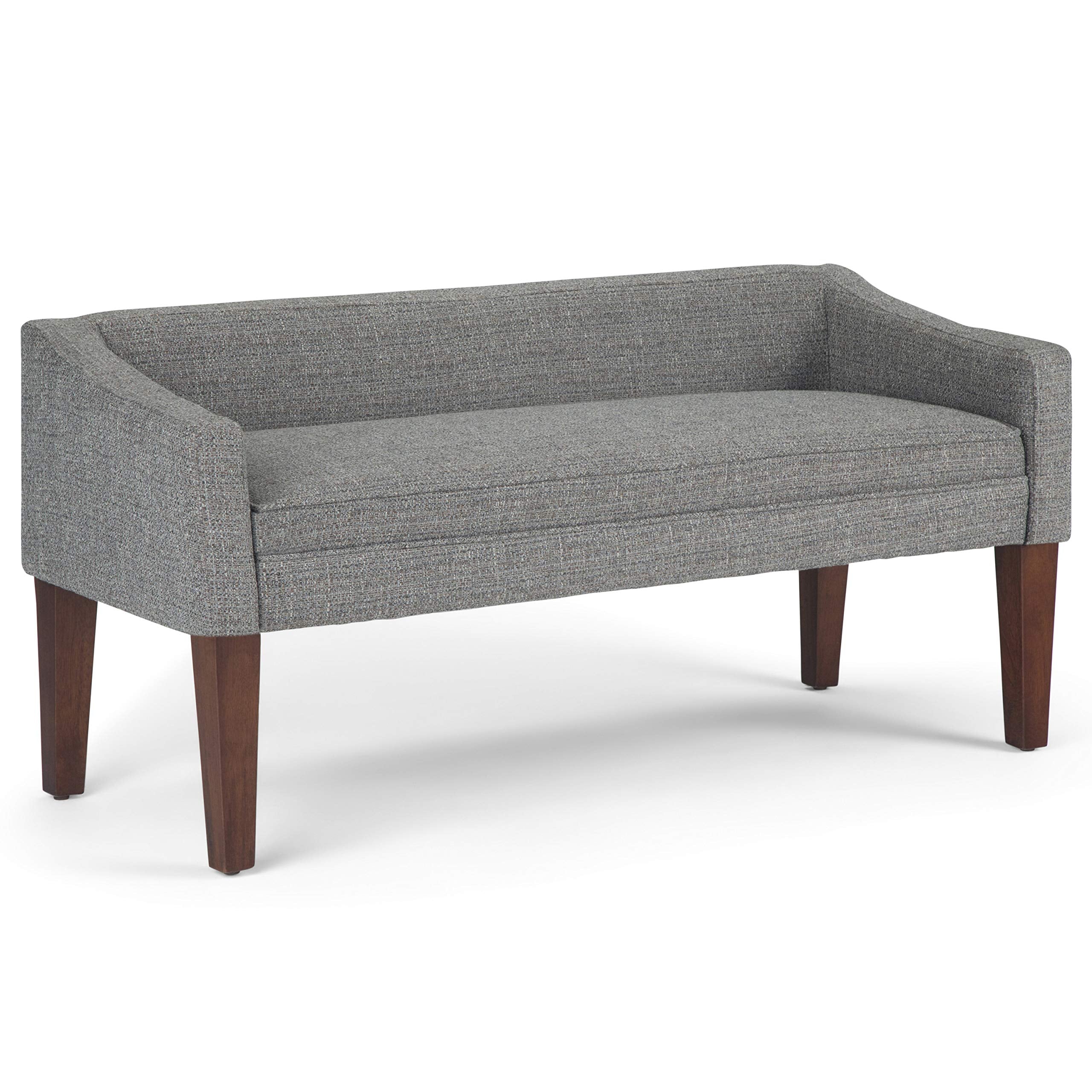 Simplihome Parris Upholstered 50 Inch Wide Bench, Stylish Low Back And Swooped Arms, With Extra Suport, Simple Assembly, Just At