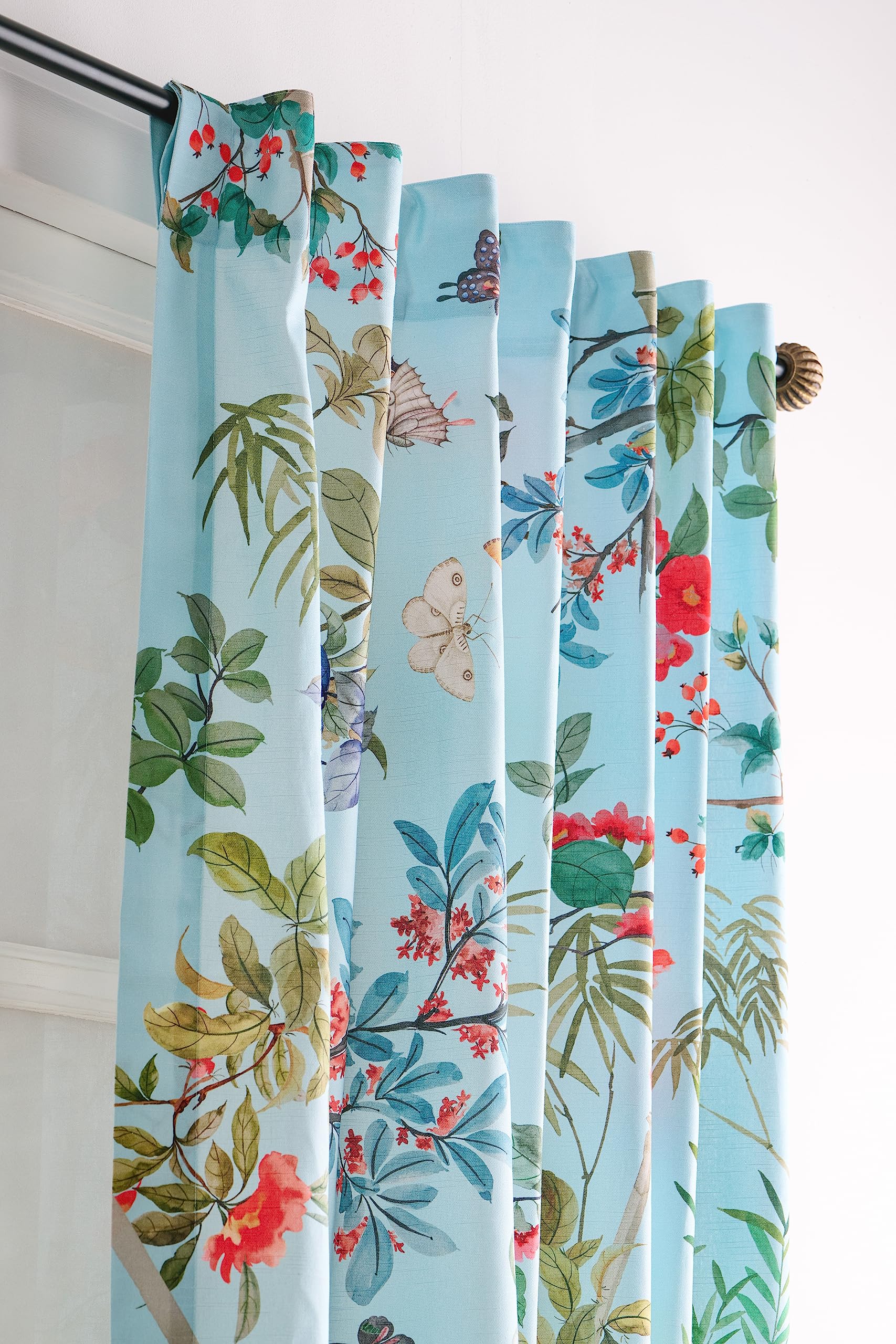 Maison D' Hermine 100% Cotton Curtain Bamboo Pastel Blue Two Panel Curtains For Living Rooms Bedrooms Offices Tailored With A Ro