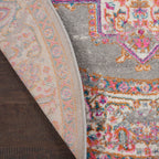 Nourison Passion Grey 4' X Round Area -Rug, Boho, Traditional, Easy -Cleaning, Non Shedding, Bed Room, Living Room, Hallway, (4'