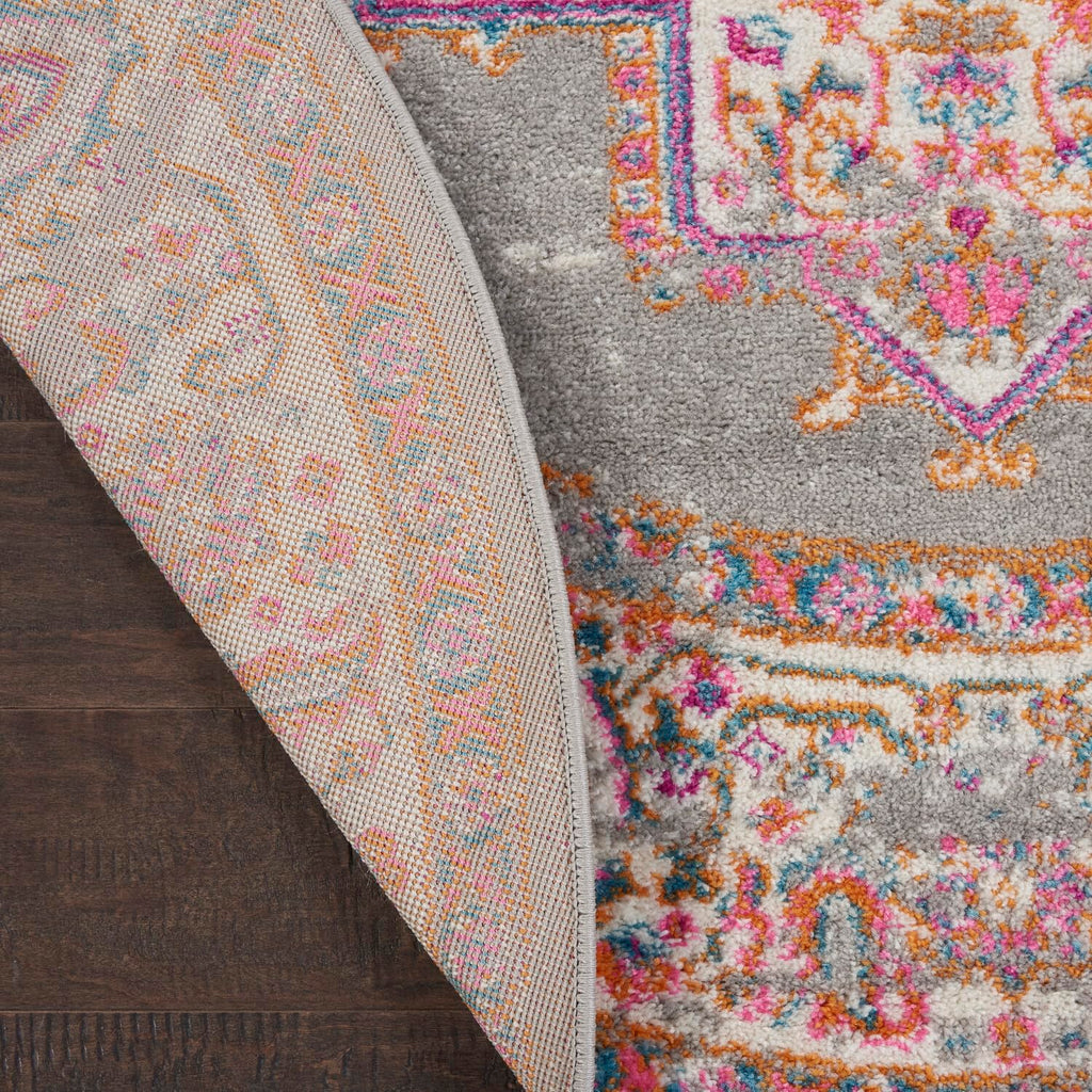 Nourison Passion Grey 8' X Round Area -Rug, Boho, Traditional, Easy -Cleaning, Non Shedding, Bed Room, Living Room, Hallway, (8'