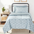 Amazon Basics Twin XL Comforter Set with Sheets, 5-Piece Gray Leaf Bedding, Lightweight Microfiber Bed-in-a-Bag