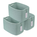 Cotton Rope storage Basket Bins Woven Basket for Organizing Shelves Rectangle Decorative Baskets For storage 3 pack (light blue)