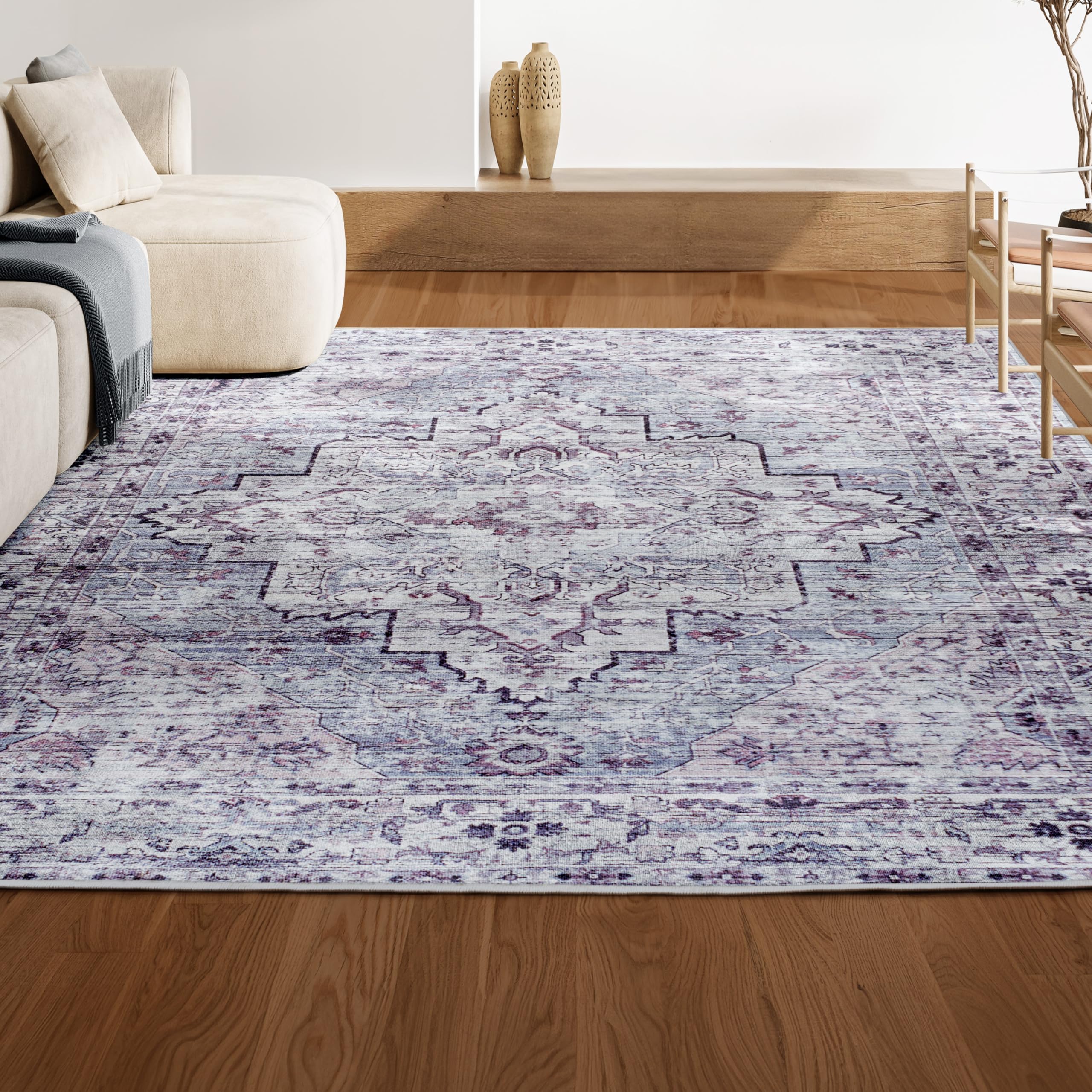 JONATHAN Y WSH102A-3 Didim Boho Gray Medallion Machine Washable Indoor Bohemian Transitional Area Rug,High Traffic,Kitchen,Livin