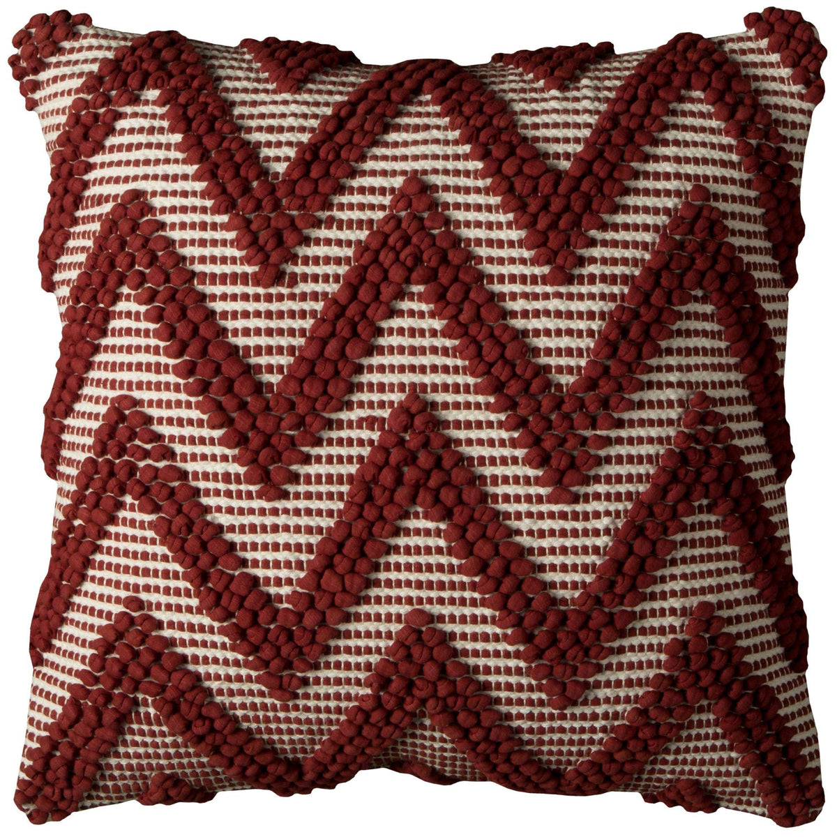 Rizzy Home | T10827 | Down Fill Decorative Pillow | 20&quot;x20&quot; Red/Neutral/Brown