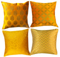 Pink Parrot Dupian Jacquard Throw Pillow Covers/Cushion Covers (16X16 Inches)  Set Of 4 Pcs(Yellow 1)