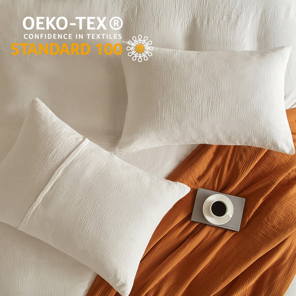 Se Softexly Muslin Duvet Cover California King Size, 100% Washed Cotton Duvet Cover Set, Ultra Soft Comforter Cover Linen Like,