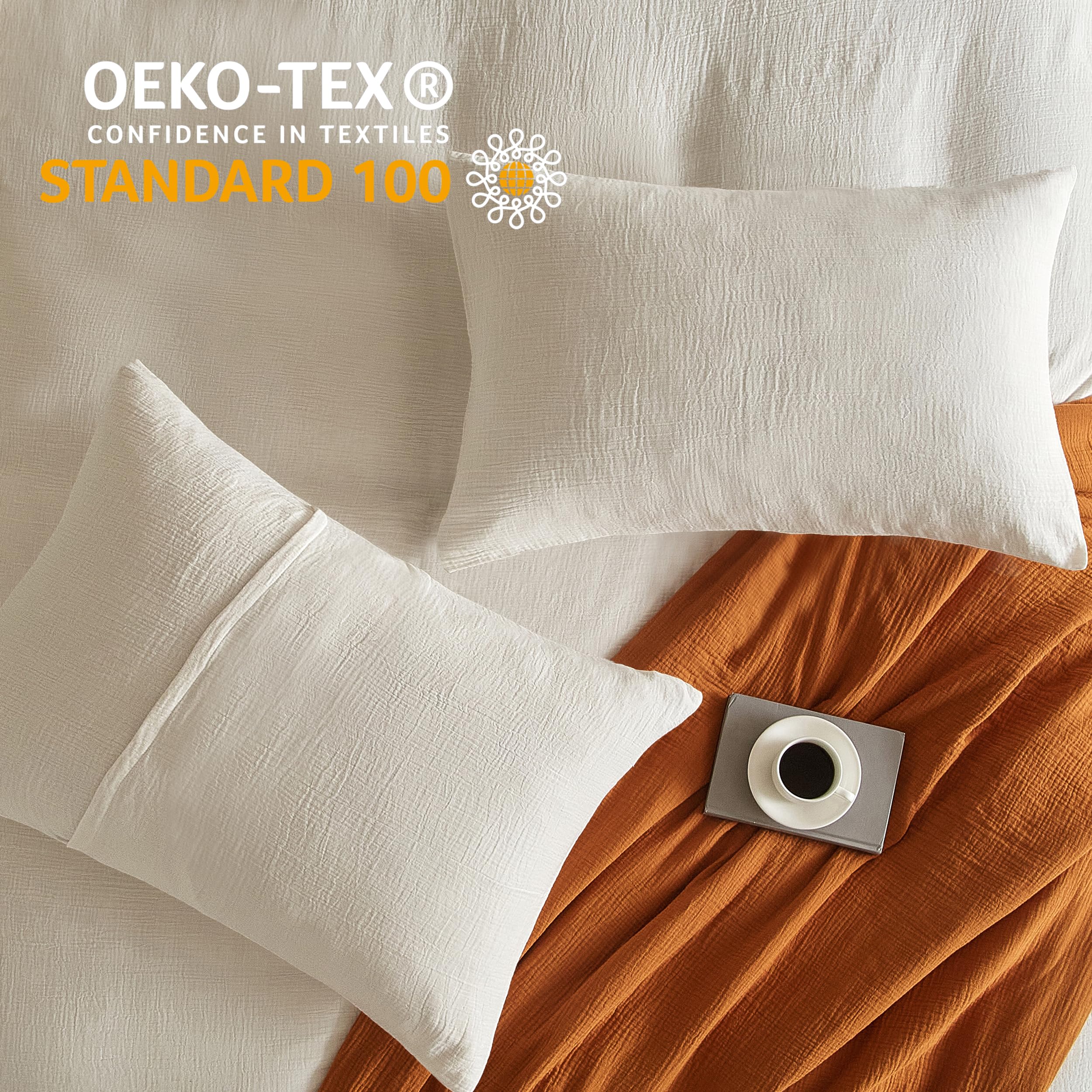 Se Softexly Muslin Duvet Cover California King Size, 100% Washed Cotton Duvet Cover Set, Ultra Soft Comforter Cover Linen Like,