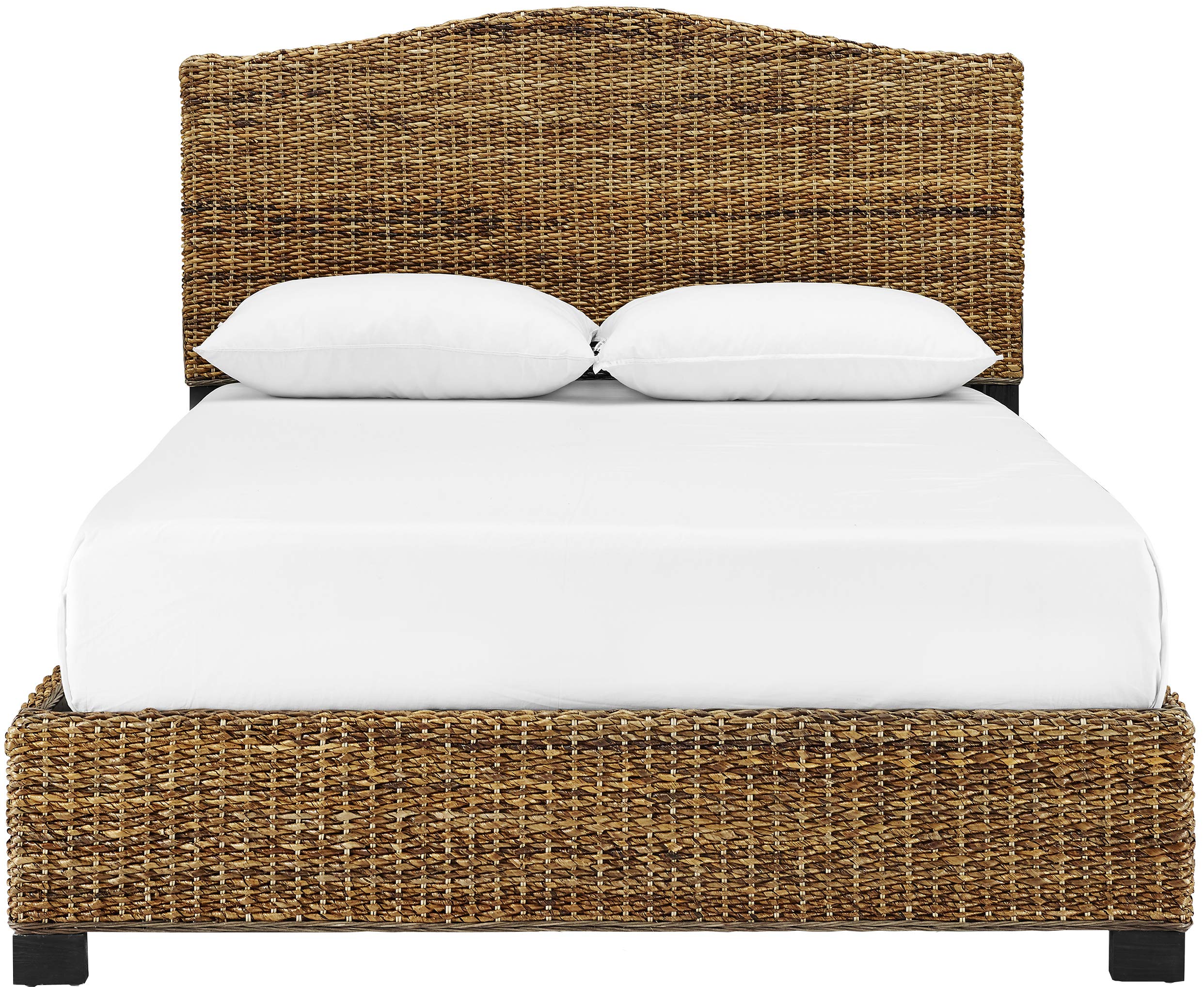 Crosley Furniture Serena Bed, Handwoven Natural Fiber Rattan Headboard and Footboard Set, Banana Leaf, Queen