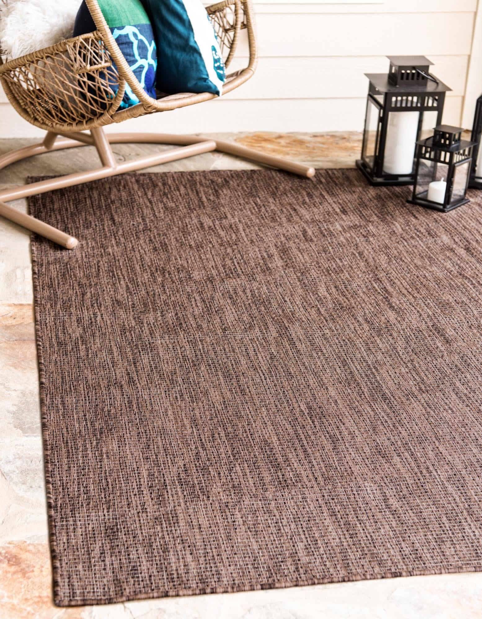 Unique Loom Collection Casual Transitional Solid Heathered Indoor/Outdoor Flatweave Area Rug (6' 1' X 9' Rectangle, Light Brown