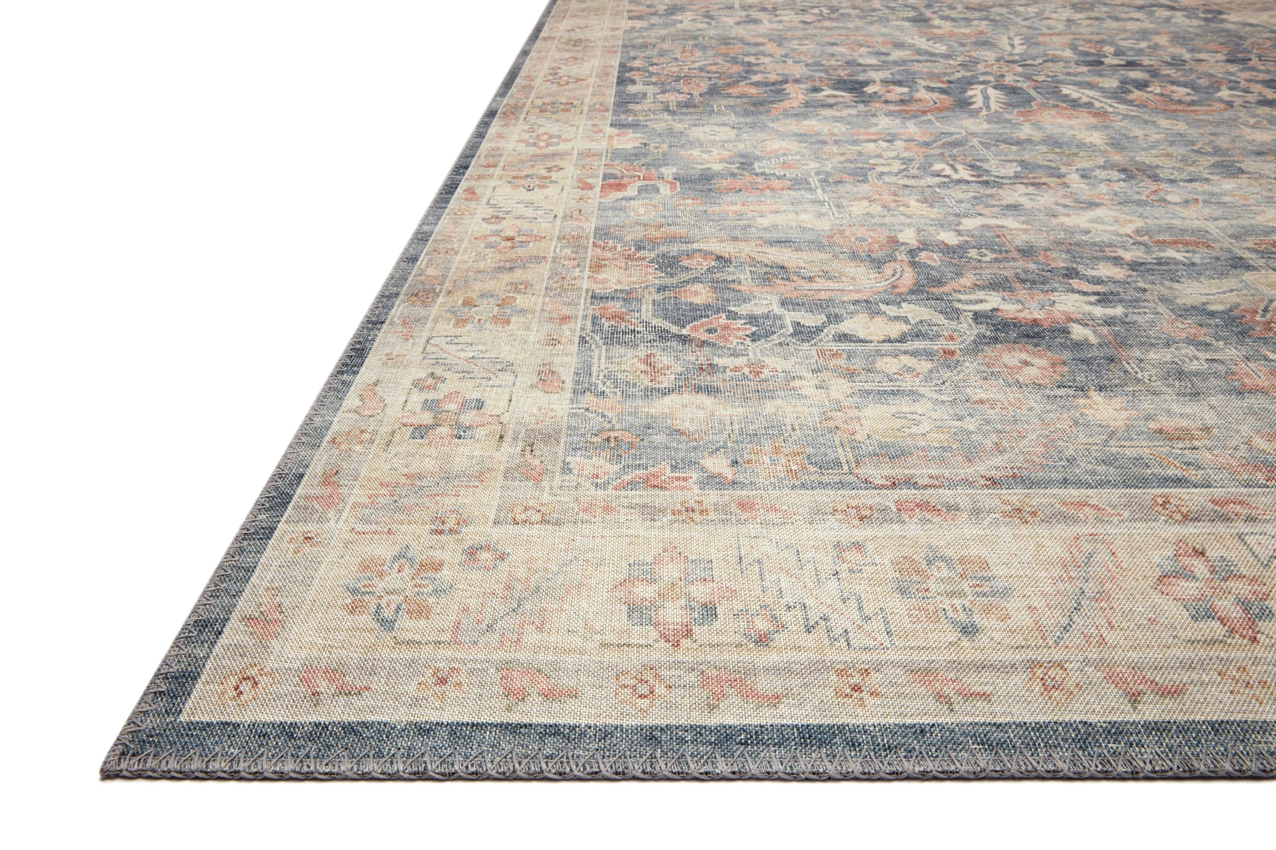 Loloi Ii Hathaway Collection Hth-02 Denim / Multi 2'-3'' X 3'-9'', .25'' Thick, Accent Rug, Soft, Durable, Printed, Modern, Low
