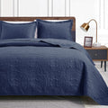 Love'S Cabin Quilts For Queen Bed Navy Blue Bedspreads - Soft Summer Lightweight Microfiber Bedspread- Modern Style Coin Pattern