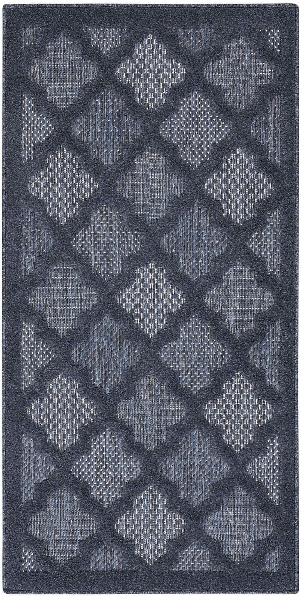 Nourison Easy Care Moroccan Navy Blue 2' X 4' Area Rug, Trellis, Easy Cleaning, Non Shedding, Bed Room, Living Room, Dining Room, Backyard, Deck, Patio (2X4)
