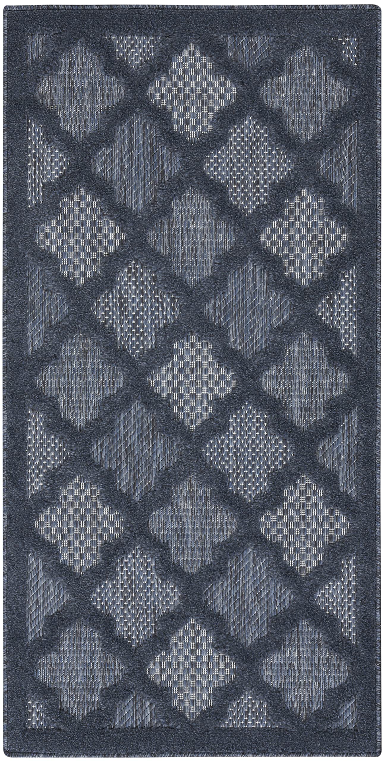 Nourison Easy Care Moroccan Navy Blue 2' X 4' Area Rug, Trellis, Easy Cleaning, Non Shedding, Bed Room, Living Room, Dining Room, Backyard, Deck, Patio (2X4)