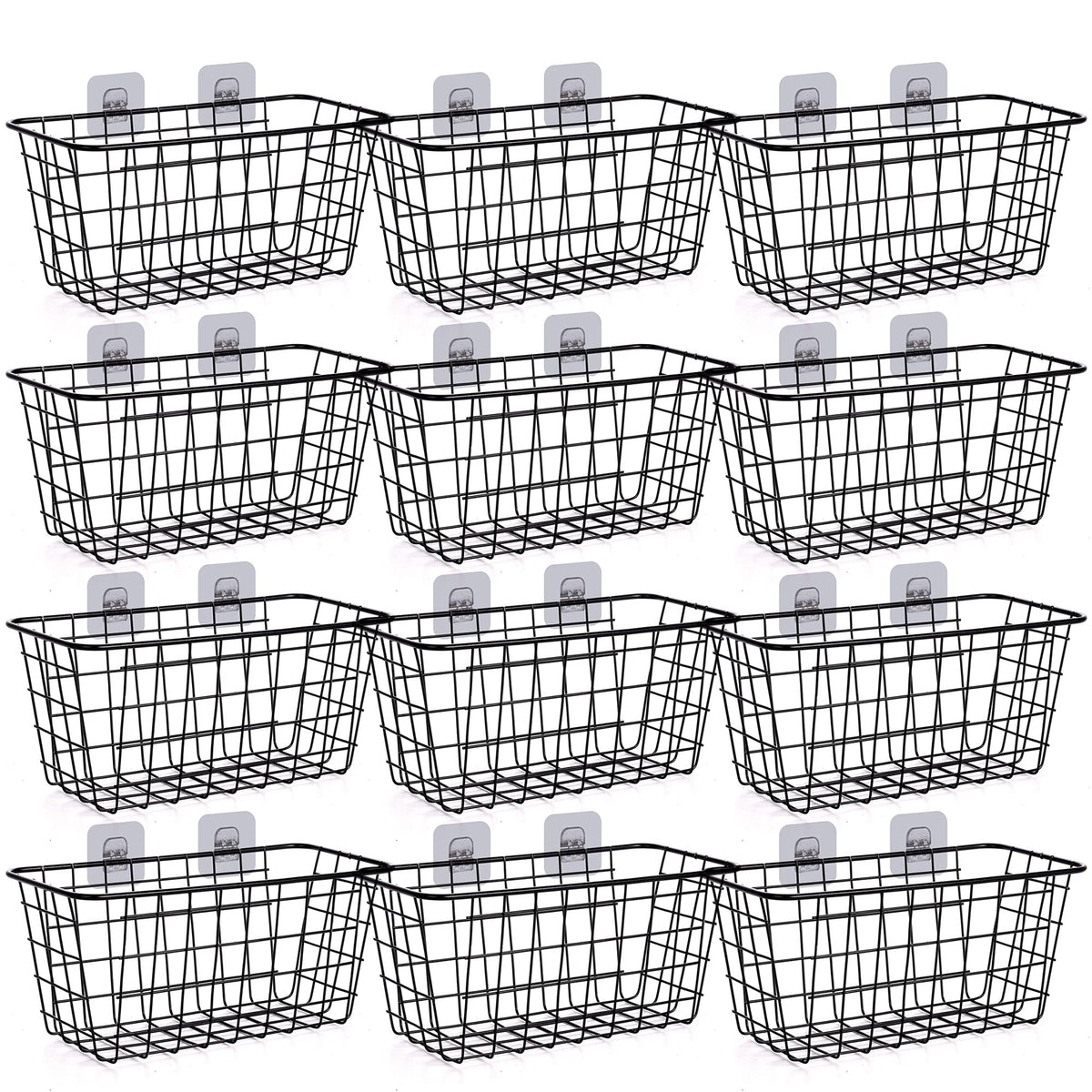 XINFULL 12 Pack Wire Storage Baskets Household Metal WallMounted Containers Organizer Bins for Kitchen Bathroom Freezer Pantry 