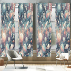 Ambesonne Outer Space Window Curtains Pack of 2, Dreamy Cartoon Galaxy with Starry Clouds Planets Astronauts Rockets, Lightweigh