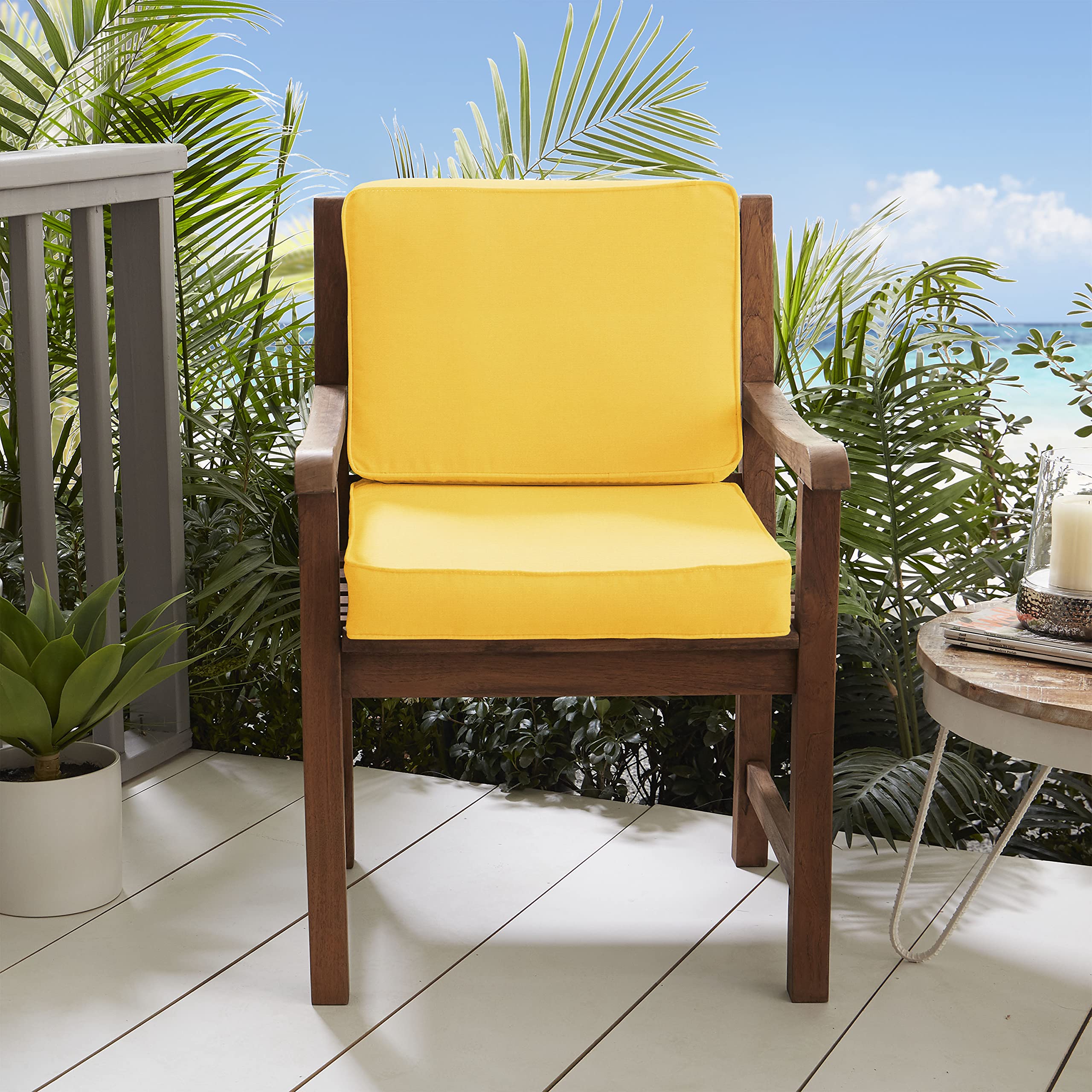 Sorra Home Indoor/Outdoor Corded Deep Seating Cushion Set, 23.5 In X 23 In X 5, Canvas Sunflower 72 Count