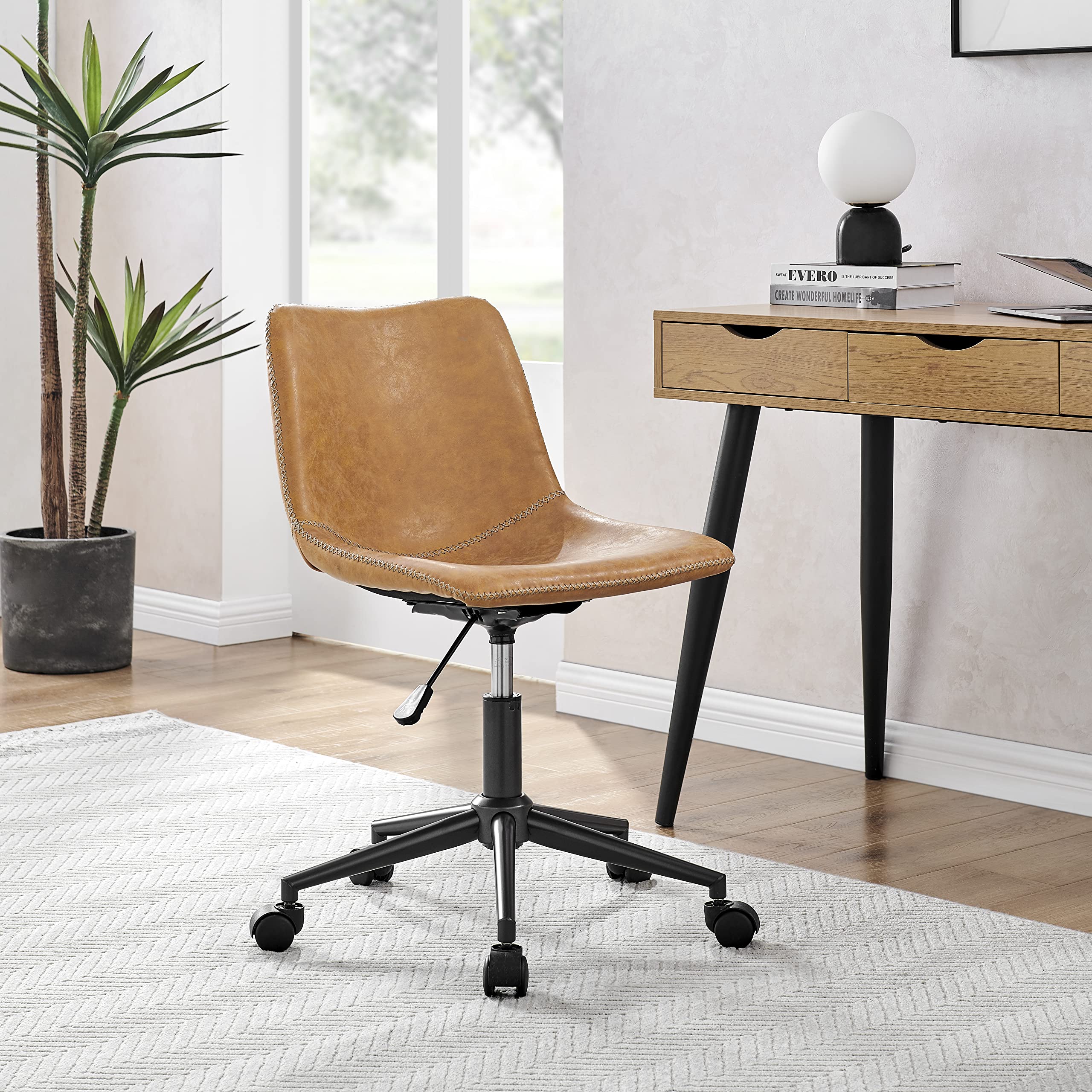 npd furniture and more Clarke PU Swivel Office Chair, Vintage Cedar