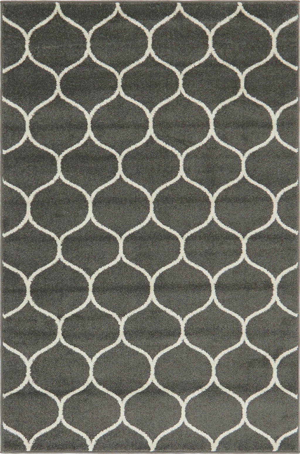 Unique Loom Trellis Frieze Collection Area Rug - Rounded (4' 1'' x 6' 1'', Dark Gray/ Ivory)
