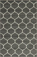 Unique Loom Trellis Frieze Collection Area Rug - Rounded (4' 1'' x 6' 1'', Dark Gray/ Ivory)